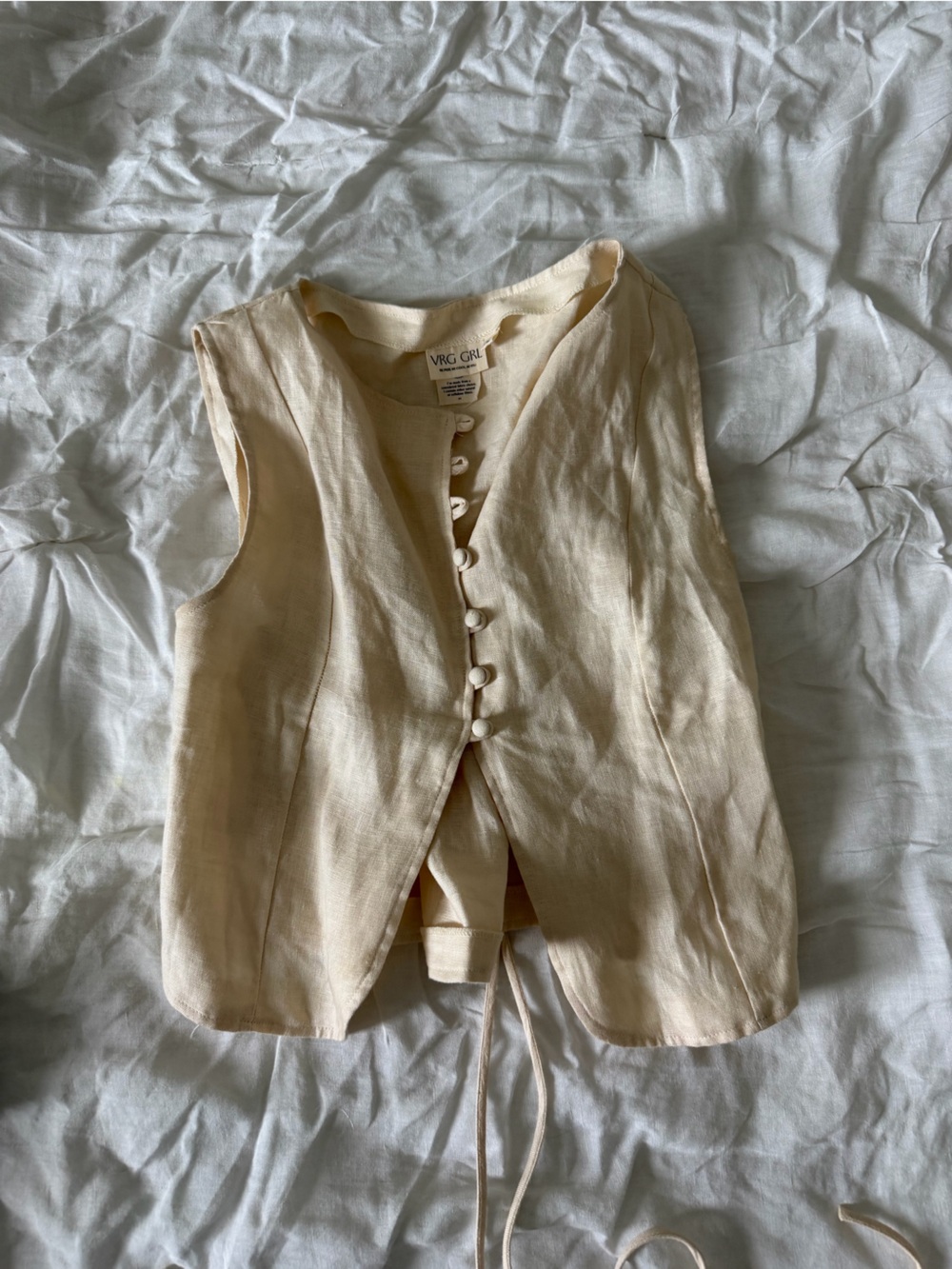 Women’s Cream Linen Button-Front Bustier